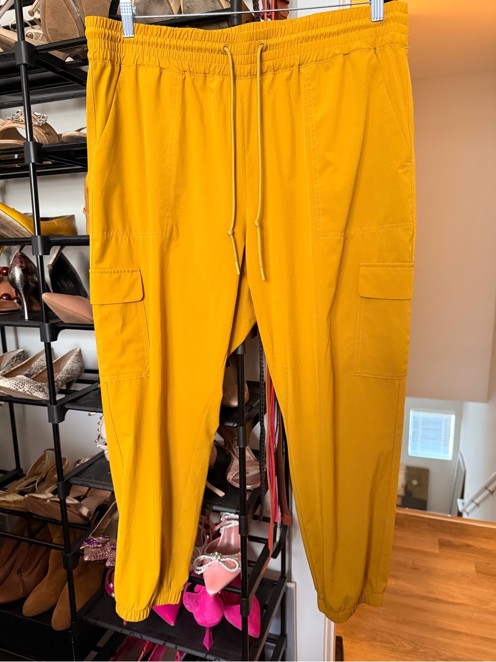 Women's Mustard Yellow Cargo Jogger Pants